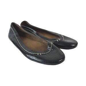 Boden Black Patent Leather Ballet Flats Contrast Stitch Round Toe Size 38 AR-364